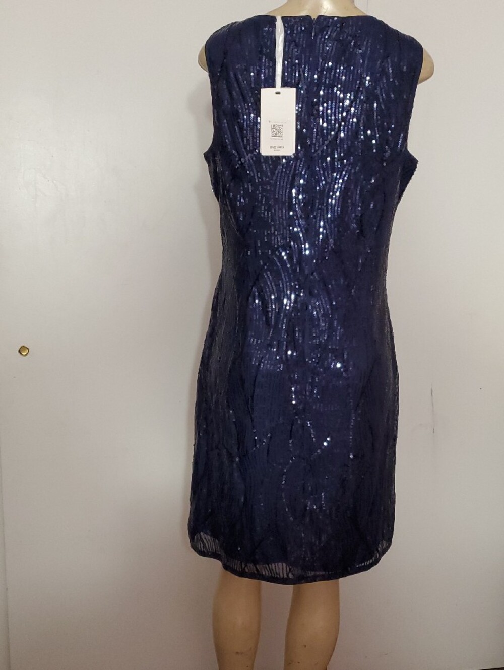 Grace Karin Navy Blue Sequin Sleeveless Midi Dress - Picture 2 of 9